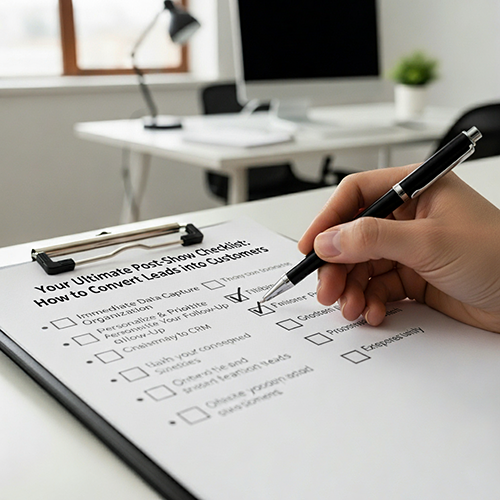 An image showing a checklist of what to do after a trade show